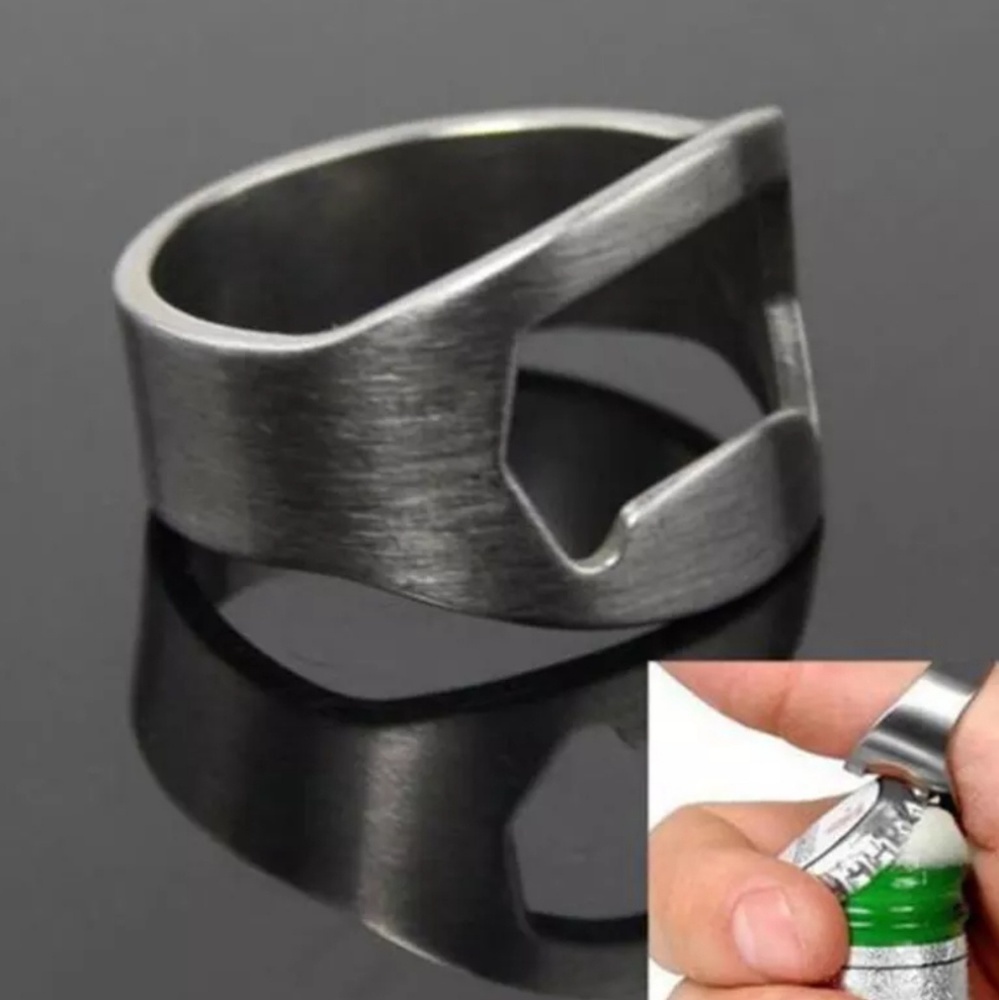 Beer Cap Bottle Opener Stainless Steel Ring